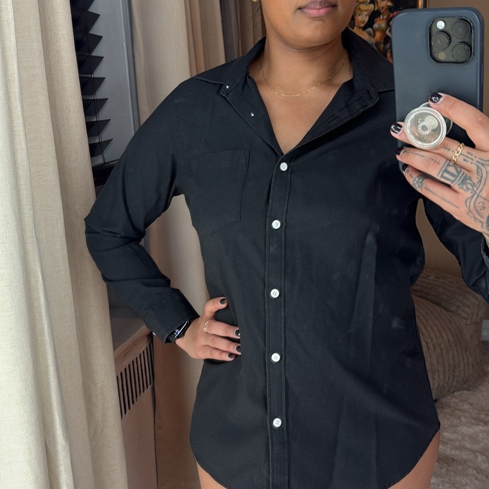 Black button down, size M